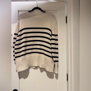 Zara Black and Cream Striped Sweater
